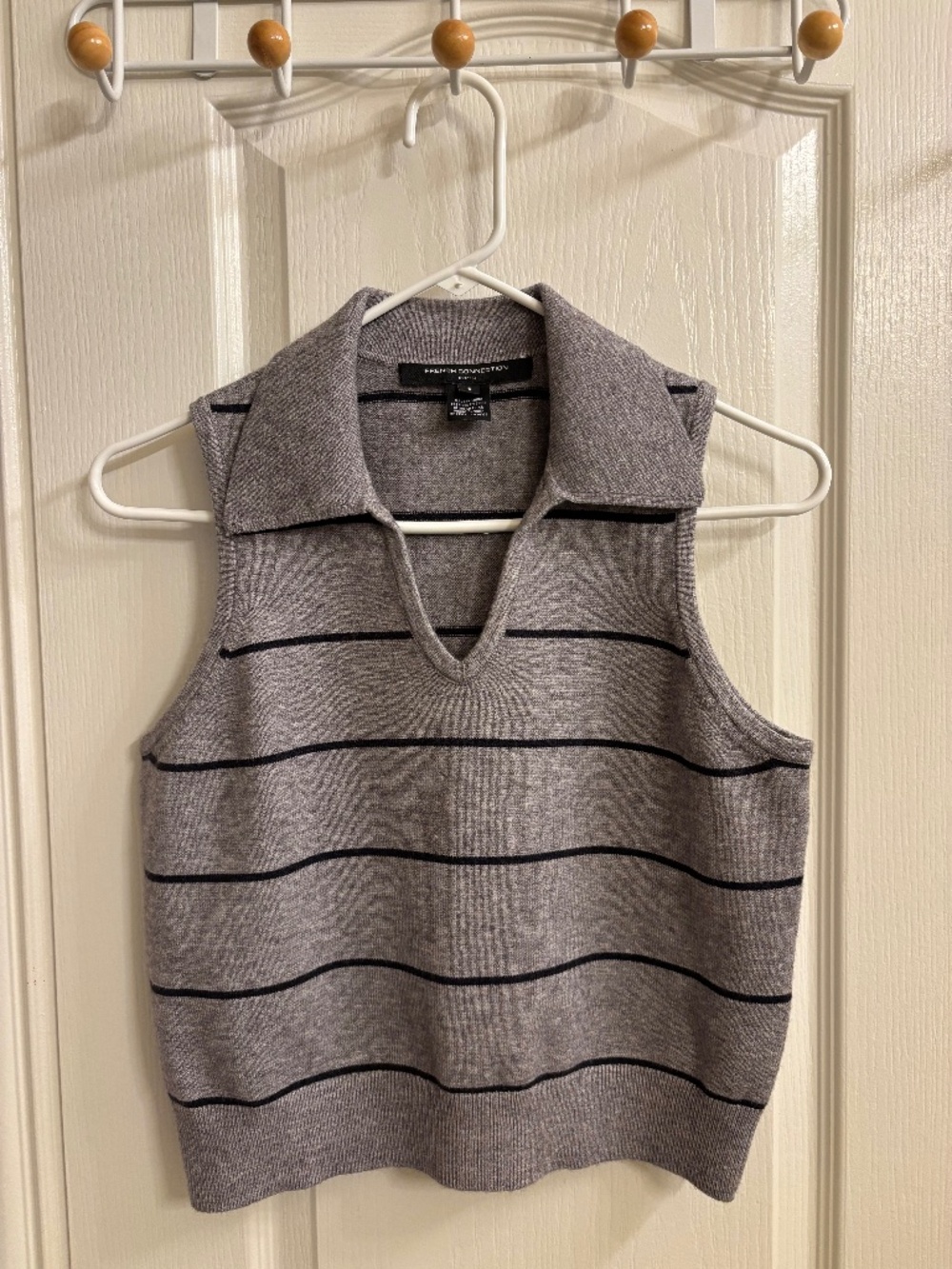 French Connection Sloan collared sleeveless sweater vest in gray and black